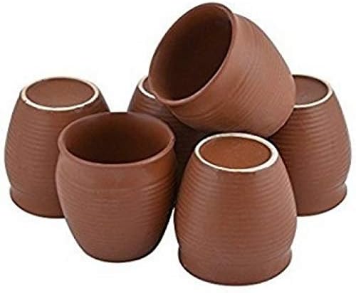 Керамични чаши Odishabazaar от 6 теми Kulhar Kulhad, Традиционен индийски Чай, Комплект от 6 чаши (5,4 грама)