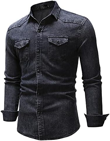 UBST Дънкови Леки Сака и Ризи за мъже, Модни Есенни Ежедневни Работни Ризи с копчета в стил Ретро 2021 г. с джобове