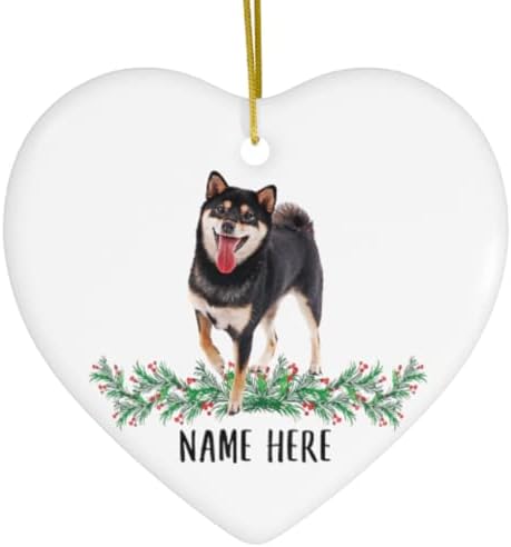 Забавен Shiba-Ин Черен Тен Персонализирани Името Подарък за Кучето на Майка Подаръци 2023 Коледно Дърво, Декорация на Сърцето Керамика