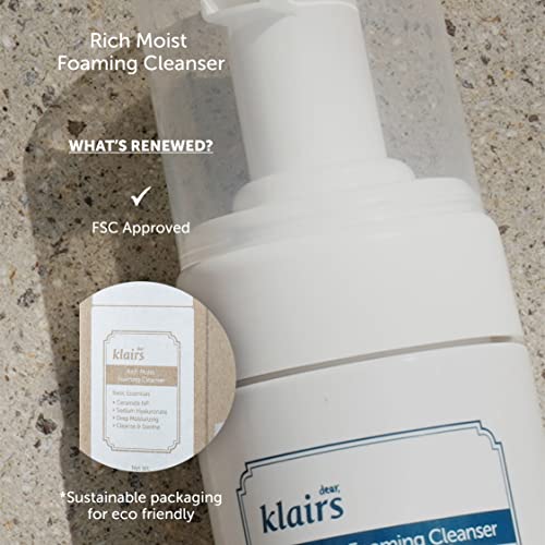 [DearKlairs] K-Beauty Почистващо средство за грижа за кожата с интензивна влажна пяна, 3,4 течни унции (100 мл)