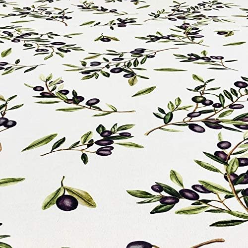 Покривката от леката грижа на естествена ботанически тъкан CAIT ЧАПМАН HOME COLLECTION Серия Four Seasons с маслинови листа и клони (Маслинова