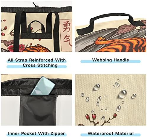 Найлонова чанта за дрехи в стил японски татуировки Тигър Courage със закопчалка на дантели и машинно измиване на Големи чанти са подходящи