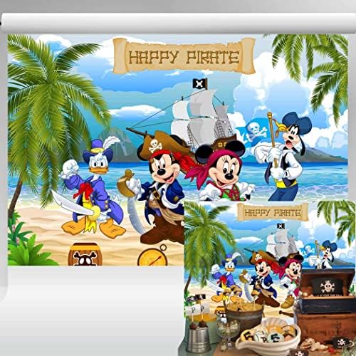 Пират Фон Мики и Приятели Тропически Плаж Пират Приключение на Фона на Детска Pirate Тема, Украса за Парти по случай рождения Ден на