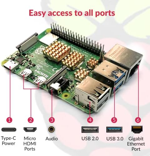 Стартов пакет на Osprey Electronics Raspberry Pi 4 от 4 GB, Калъф за Raspberry Pi 4 с PWM вентилатор, захранване Raspberry 15W 5V 3A, кабел за зареждане Type-C за Raspberry Pi 4B (4 GB ram)