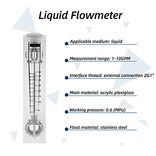 Разходомер за вода, 1-10GPM Разходомер течност с дръжка 0.6 Mpa Панелна тип, ZG1 Разходомер Ацилированной вода за измерване на разхода на течна среда