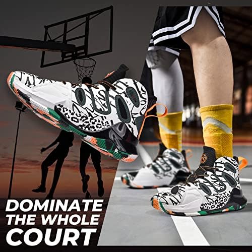 ASHION Мъжки Баскетболни Обувки Air High Top Спортни Обувки за Мъже Баскетболни Маратонки Мини Маратонки За Бягане Черно-Бял 7,5