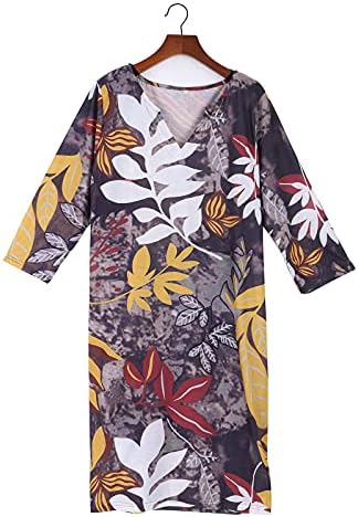 uikmnh Женски пряко макси рокля с къс ръкав, абсорбиращи влагата листа на японския едно дърво банан, летни рокли-ризи с ръкави до лакътя, рокля