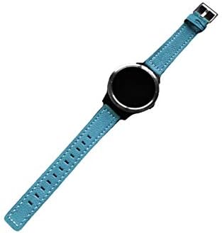 Кожена черна каишка от велур NICKSTON сини цветове с бели линии, съвместими с каишка за умни часовници на Garmin Approach S12 и S42 B18P20