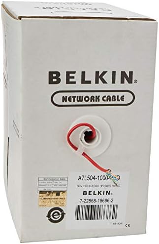 Оптичен кабел от Belkin Cat-5e (Червен, 1000-подножието на макарата)