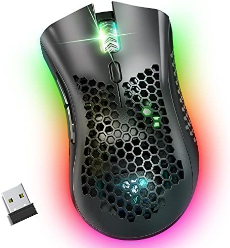 Безжична Детска Мишката BENGOO, Компютърна Мишка, USB, Безжична Мишка с 6 Програмируеми бутона 3 Регулируеми на DPI и RGB Подсветка,