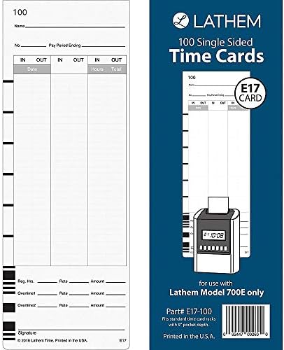 Часовници Lathem Model 700E, едностранни карти на време, бели