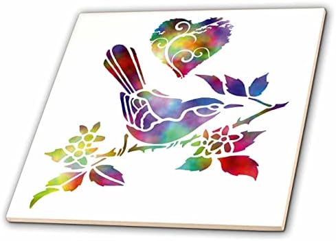 3dRose Love Warbler Birds - Красящая птица Камышевка и Закрученное Сърце - Плочки (ct_351909_1)