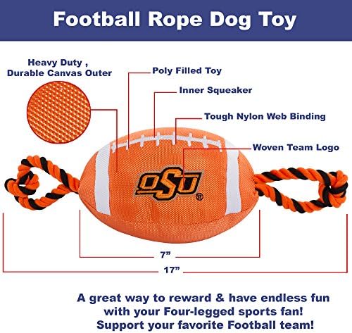 Pets First NCAA Oklahoma State Каубои Футболна Играчка за кучета, Трайни и Качествени Найлонови Материали, Трайни Теглене на Въже, Вътрешна