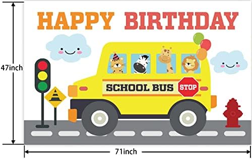 Жълт Училищен автобус честит Рожден Ден Банер на Фона на Фона на Фотобудка Подпори Обратно в училище Колелата на автобус Тематичен Декор