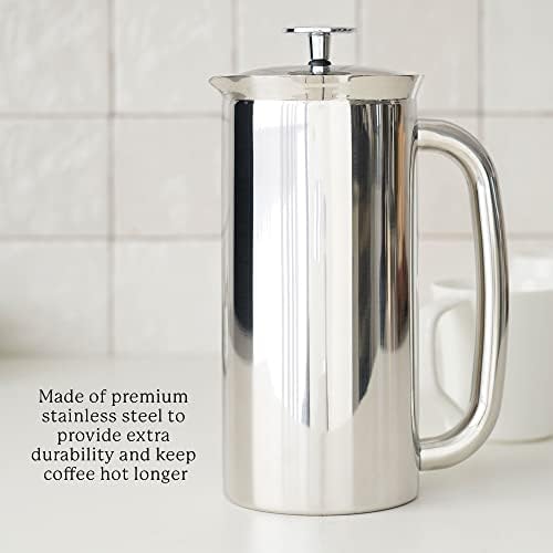 ESPRO P7 French Press - Кафе-машина с двойни стени от неръждаема стомана с изолация за приготвяне на кафе и чай (Полирана неръждаема