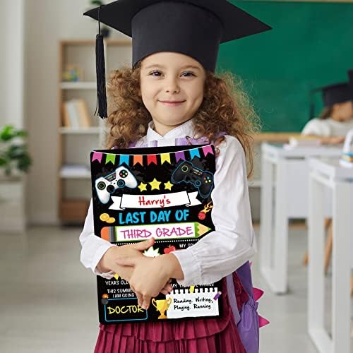 Черна дъска с надпис: Първи ден на училище, табелка с надпис Първи учебен ден, табелка с надпис Последен ден в училище, Двустранно 14x10