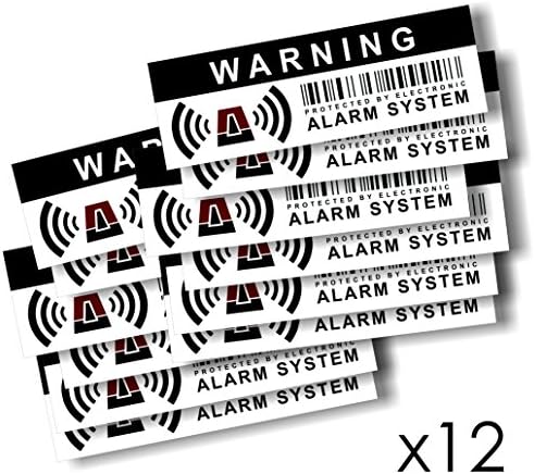 12 x Стикери с предупредителни знаци алармени системи - за вътрешно и външно ползване - Защита за дома, колата. - Защита от атмосферни