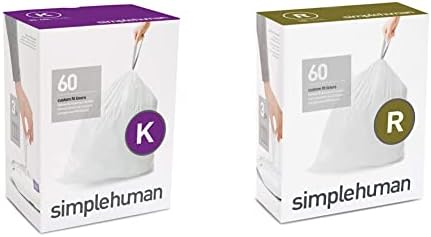 пакети за боклук simplehuman Code K поръчка с завязками в опаковки–дозаторах, бял – 60 обшивки и Code R на поръчка с завязками в опаковки-дозаторах,