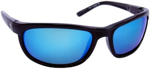 Поляризирани слънчеви очила Sea Нападателят Спускащ в черна рамка, синьо огледало и сиви линзе (подходящи за лица от среден и голям размер)