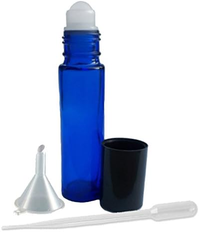 Сини Стъклени топчета-роллеры в бутилки 10 мл за Етерични масла, ароматерапия, козметика, здраве и красота. Бутилка от настоящето кобальтово-синьо