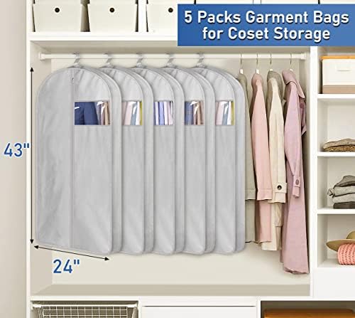AOODA 40 Прозрачни Чанти за дрехи за закачане на дрехи, 43 Чанти за костюми с клин за съхранение в гардероба ви, комплект от 2 теми